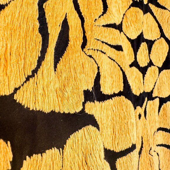 Vintage Fully Embroidered Black Mustard Green Summer Boho Top S - Picture 5 of 5